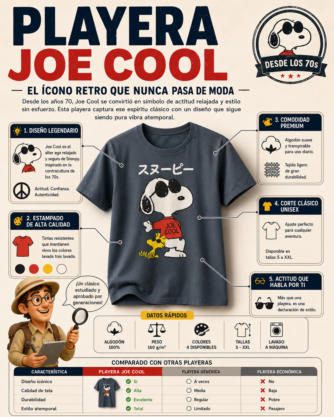 Playera Peanuts – Snoopy Joe Cool J-Fashion