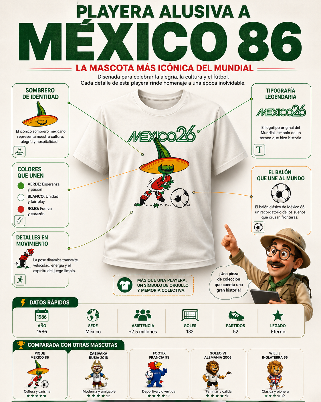 Playera México 26 – Piqué Retro