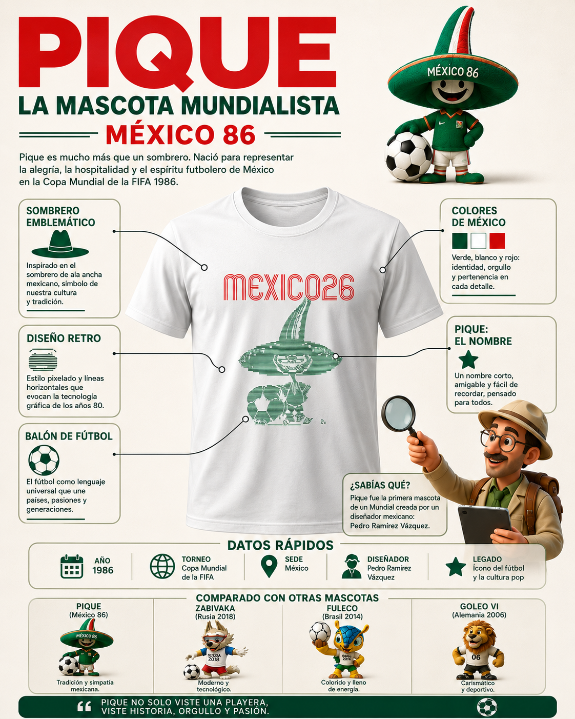 Playera México 26 – Piqué Lineal Retro