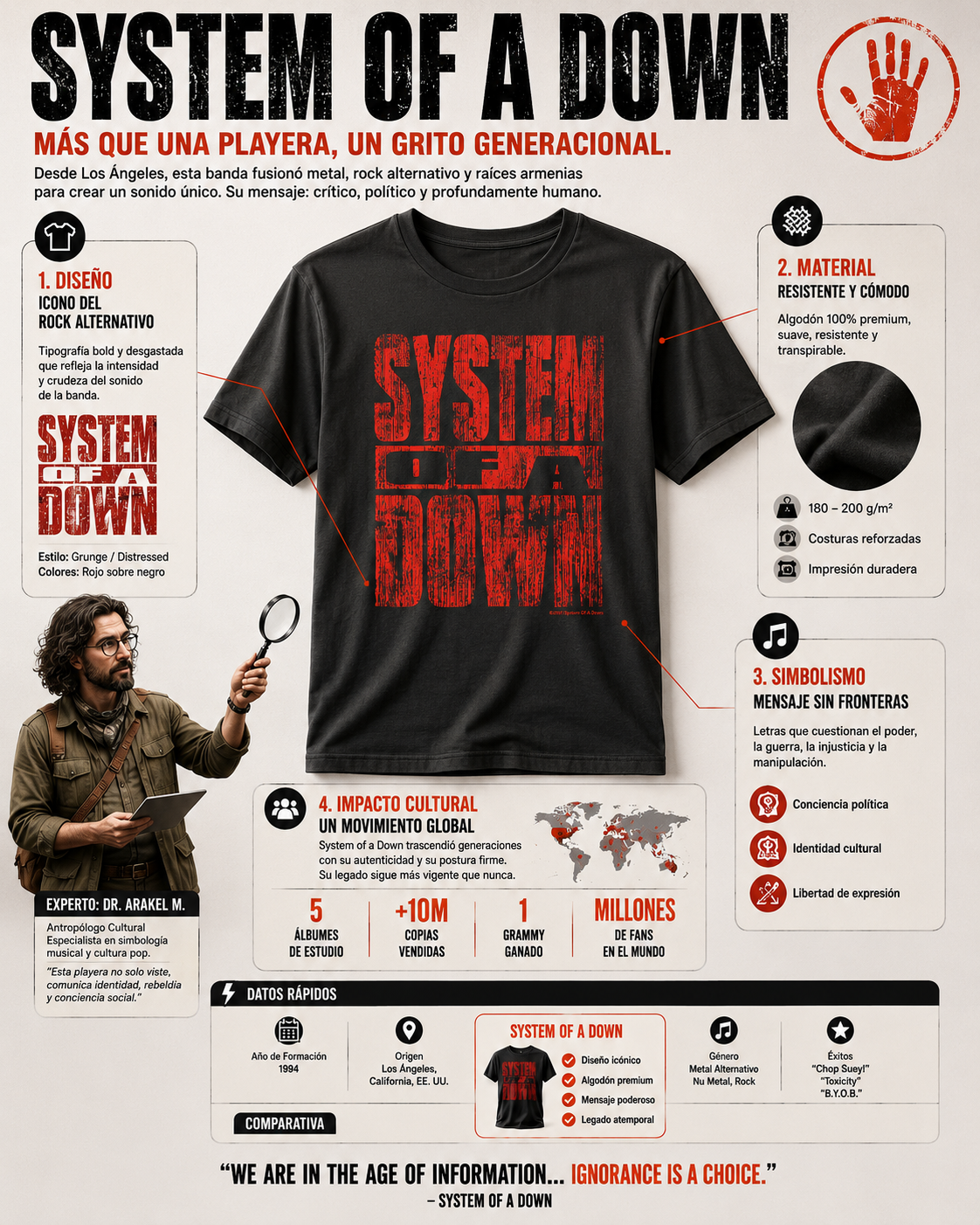 Playera System Of A Down [Serigrafía Discharge]